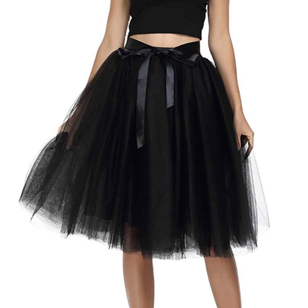 Women's High Waist Pleated A Line Tutu Tulle Skirt